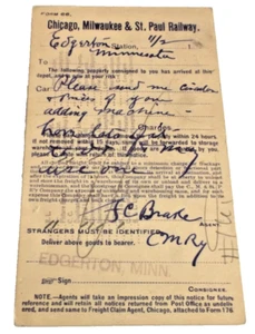 ABRIL 1899 MILWAUKEE CARRETERA USADO FLETE NOTIFICACIÓN POSTAL EDGERTON MINNESOTA - Imagen 1 de 2
