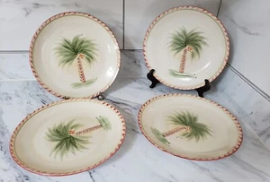 4 Gibson Dinner Plates  Oasis Palm Tree Pattern 10" Preowned - Picture 1 of 5