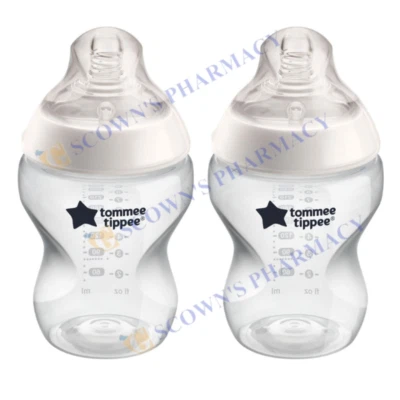 2 x Tommee Tippee Closer to Nature Newborn Baby Bottle Slow Flow 0+Months =2Btls - image 1 of 4