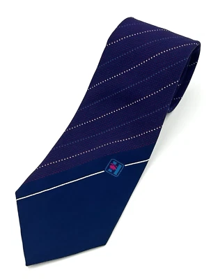Corbata Heli 100 % seda estrecha para hombre azul a rayas diagonales 3 anchos 56 largos RARA Foto 1 de 4