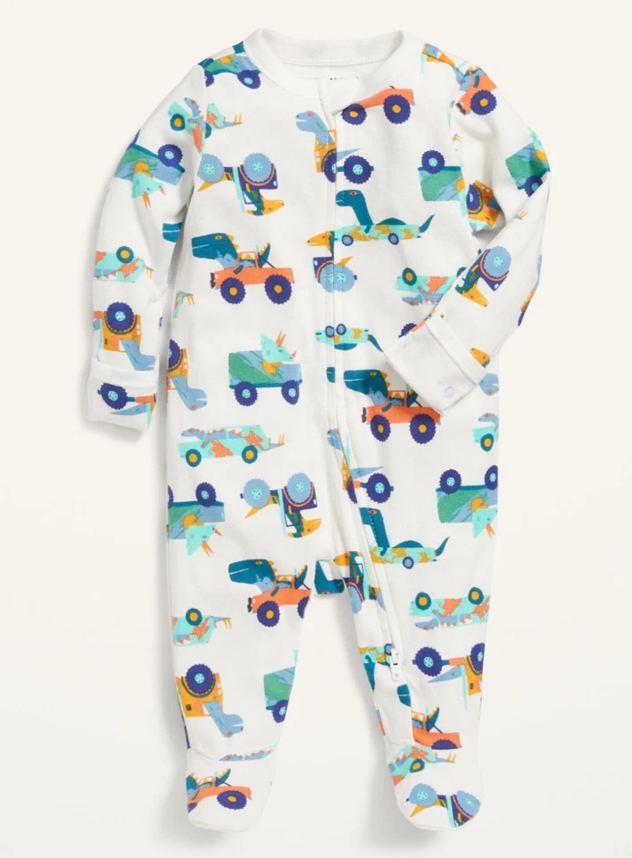 Old Navy 印花睡眠和游戏脚单件恐龙结构尺寸 0-3 个月 — 第 1/1 张图片