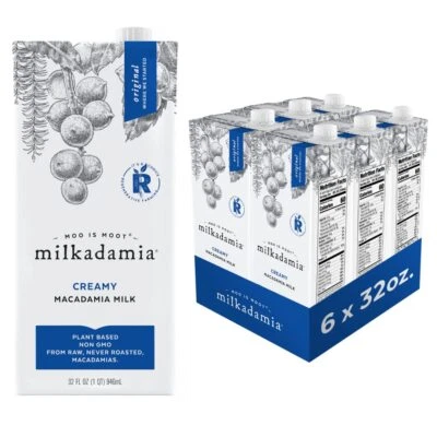 Milkadamia Original Milk Substitute 32 Fl Oz Pack of 6 Vegan Dairy Free - Image 1 of 4