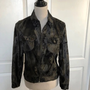 Rosner Women Olive Green Camo Short Fur Jacket - Picture 1 of 8