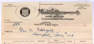 1936 Mullen Commission Co. Livestock Receipt - Chicago Stock Yards - Picture 1 of 6