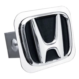 Honda Logo Trailer Hitch Plug (Chrome on Black) - Picture 1 of 5