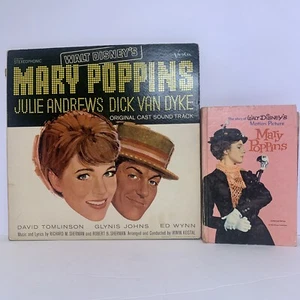 Vintage 1964 Mary Poppins Walt Disney Hardcover Book NOV1 AND VINYL SOUND TRACK - Picture 1 of 12