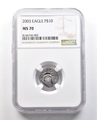 2003 $10 American Platinum Eagle 1/10 Oz Platinum MS70 NGC *8438 - Image 1 of 3