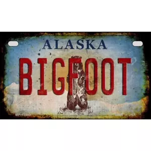 Placa metálica de novedad Bigfoot Alaska para motocicleta - Imagen 1 de 1
