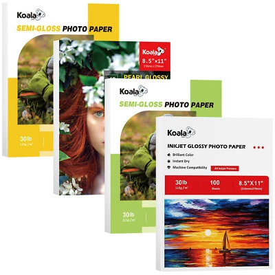 Lot 40-500 Koala 30lb Inkjet Photo Paper 8.5X11 Glossy, Semi-Gloss, Pearl Glossy - Image 1 of 4