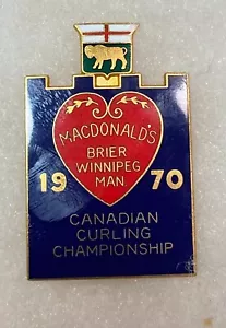 1970 WINNIPEG MAN. Macdonald's Brier HEART Canadian Curling Championship Pin - Picture 1 of 2