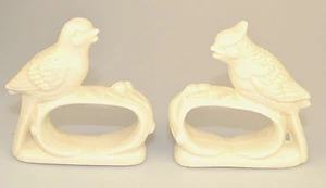 VINTAGE 2ER SET BONE CHINA GROSSE WEISSE VOGEL SERVIETTENRINGE FIGURAL 2,75 ZOLL HIGH - Bild 1 von 9