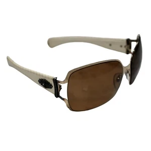 1200 $ CHROME HEARTS Poon II Shield Sonnenbrille goldfarben weißes Leder Y2K AUTHENTISCH - Bild 1 von 15