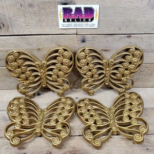 Burwood Products Schmetterlinge Kunststoff Wandbehang MCM Dekor Gold 4er Set - Bild 1 von 7