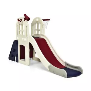 Costway 6-In-1 Playset for Kids 3-8 y/o Climber, Slide, Tunnel w/Basketball Hoop - Picture 1 of 7