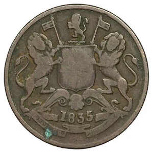 Indien Englisch 1/2 Anna 1835 Kupfer East India Company Indianer Münze - Bild 1 von 2