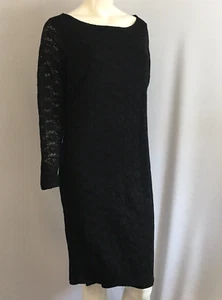 Isabel Maternity Lace Long Sleeve Dress Lined Stretch Bodycon Classic Black XL - Picture 1 of 13