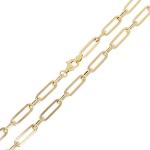 Italian 14k Yellow Gold Hollow Paper Clip Chain Necklace 20" 4.2mm 7 grams - Picture 1 of 5
