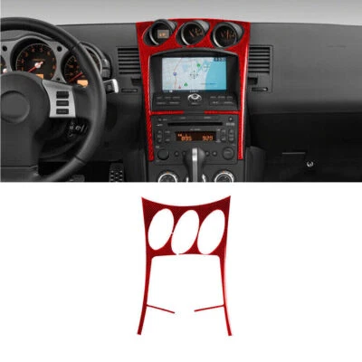 Cubierta de embellecedor de panel de consola de radio de fibra de carbono roja para Nissan 350Z 2006-2009 Foto 1 de 4