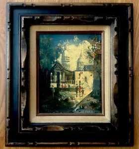 Dipinto vintage GARBER MCM OLIO SU TAVOLA LEGNO INTAGLIATO INCORNICIATO CITTÀ FRANCIA ITALY - Foto 1 di 6