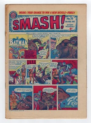 1967 IPC SMASH #79 DC BATMAN 1964 MARVEL DAREDEVIL #3 PRIMERA LLAVE DEL BÚHO RARA REINO UNIDO Foto 1 de 2