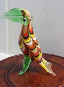 VINTAGE HAND-MADE MURANO ART-GLASS TOUCAN BIRD FIGURINE - NICE ! - Picture 1 of 8