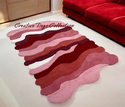 Vibrant Pink Multi Color Hand Tufted Rug Melting Rug New Zealand Wool Area Rug - Image 1 of 4