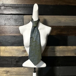 Vintage Prince Consort Herrenkrawatte 59 Zoll schillernd blau filigran über dunkelgrüner Krawatte - Bild 1 von 12