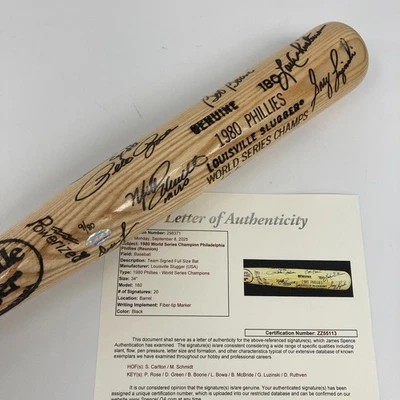 Beautiful 1980 Philadelphia Phillies World Series Champs Team Signed Bat JSA COA - Image 1 of 4