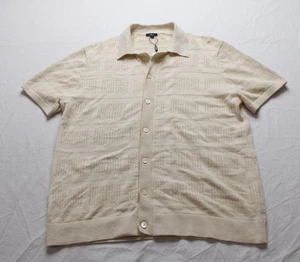 Rails Men's Yates Cotton-Linen Blend Button-Up Perforated Shirt CD4 Cream Large - Picture 1 of 5
