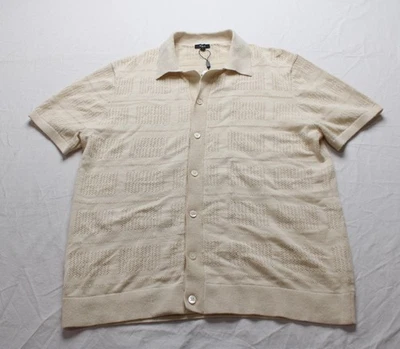 Rails Men's Yates Cotton-Linen Blend Button-Up Perforated Shirt CD4 Cream Large - Image 1 of 4