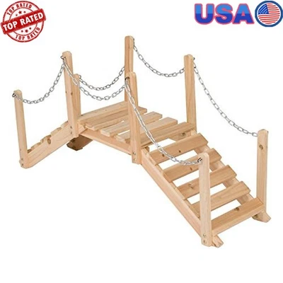 Cedar Wood Garden Bridge Side Rails Easy Assembly Decorative Outdoor Landscape - Image 1 of 4