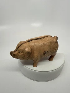 Vintage B Shackman & Co Cast Iron Pig shape Piggy Bank collectible 4" - Picture 1 of 6
