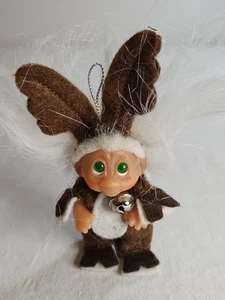1993 Troll Doll With Bunny Outfit & Bell Christmas Ornament 4"Tall  - Picture 1 of 7