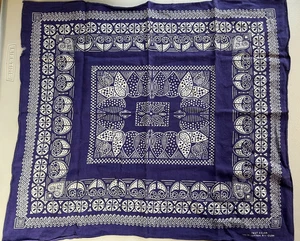 Bandana Vintage Color Rápido Algodón RN 15234 Geométrico Azul Años 60 Único RARO DIFÍCIL DE ENCONTRAR! - Imagen 1 de 6