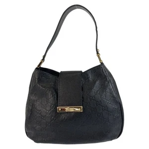 GUCCI Guccisima 211934 Hobo Bolso de Hombro Negro Negro Dorado Herrajes Cuero GG - Imagen 1 de 10