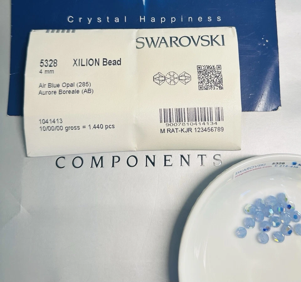 Swarovski Bi-cone Beads 5328 4mm Air Blue Opal AB 1440 pcs Sealed Pack - Image 1 of 3