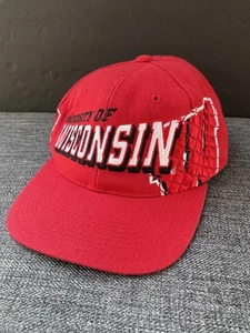 Vintage Wisconsin Badgers Mütze Kappe Snapback Schatten Wollmischung Sport Spezialitäten - Bild 1 von 8