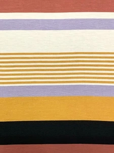 Abstract Stripe Jersey Knit Fabric Rayon Wave Line By the Yard - Picture 1 of 3