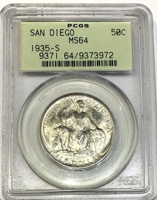 1935 S San Diego Commerorative  half dollar - PCGS Slabbed MS64 - Image 1 of 4