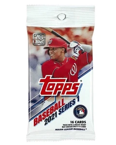 70 Topps Baseball Card Pack 16 Cards MLB Baseball Topps 2021 Series 1 Cards - Picture 1 of 2