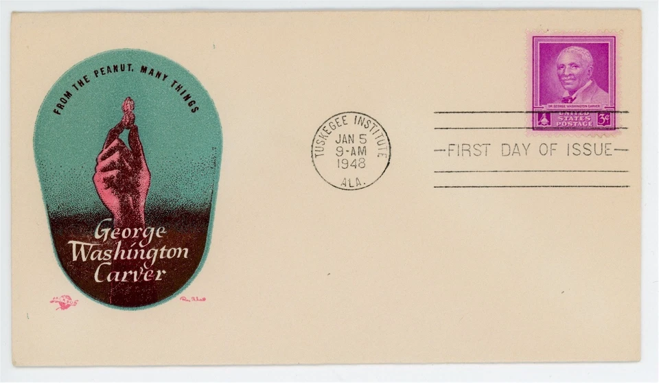 1948 George Washington Carver Cachet  FDC Scott #945 Tuskegee Institute AL - Image 1 of 1