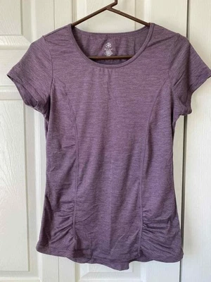 女士 Gaiam Energy Yoga T 恤 S 码小号紫色褶皱 — 第 1/4 张图片