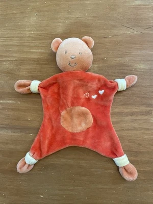 DOUDOU PLAT AUCHAN OURS ORANGE JAUNE ROND COEURS - Photo 1/3