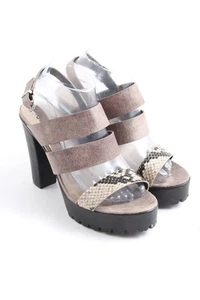 BULLBOXER Sandalias de tacón alto Mujeres Talla EU 40 marrón-blanco puro-negro - Imagen 1 de 5
