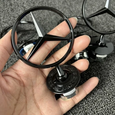 Fit For Mercedes/Benz C E S Logo Front Hood Ornament Mounted Black Star Emblem - Image 1 of 4