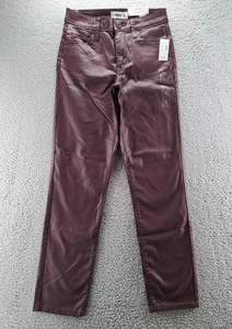 Edgely Faux Leather Pants Womens 2 Long Burgundy Slim Ankle High Rise 27x28 NWT - Picture 1 of 14