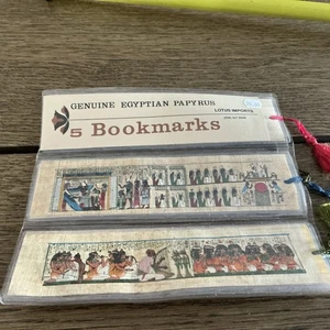5 Papyrus Bookmarks Ancient Egyptian On Genuine Papyrus-NEW - Picture 1 of 18