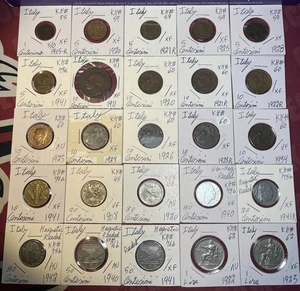 1905 - 1942 Italien 1 Centesimo bis 1 Lira 30 Münzen Lot Sammlung ss - AU Erhaltung - Bild 1 von 21