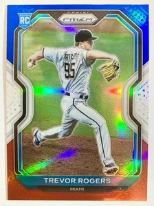 Tarjeta de novato Panini Prizm #73 Trevor Rogers 2021 roja blanca y azul RC Marlins SP - Imagen 1 de 2