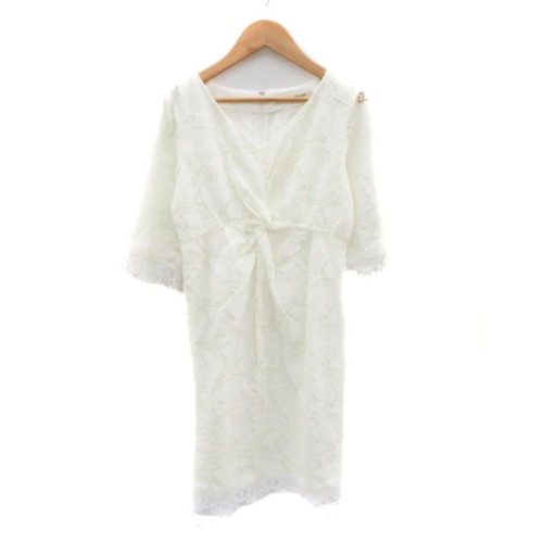 OFF WHITE Abito Royal Party Mini Lunghezza 3 4 Maniche Scollo a V Pizzo 1 Off White YK11 Usato